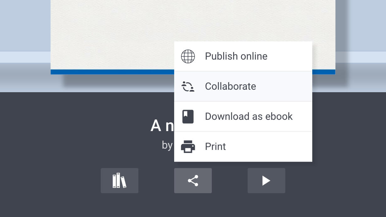 New Collaborate button in the share menu